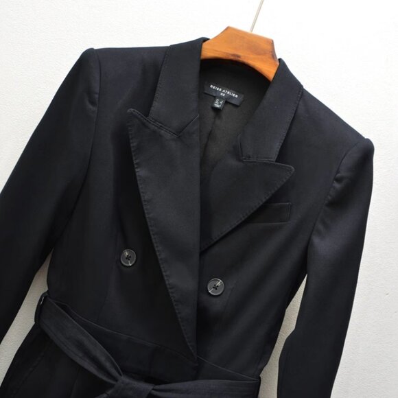 REISS Ophelia Atelier Cotton-Blend Tailored Maxi Dress UK10/US6 Black - Picture 6 of 11